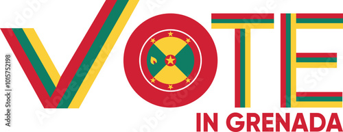 vote word Grenada or Grenadian with voting sign showing general election of Grenada, vector illustration