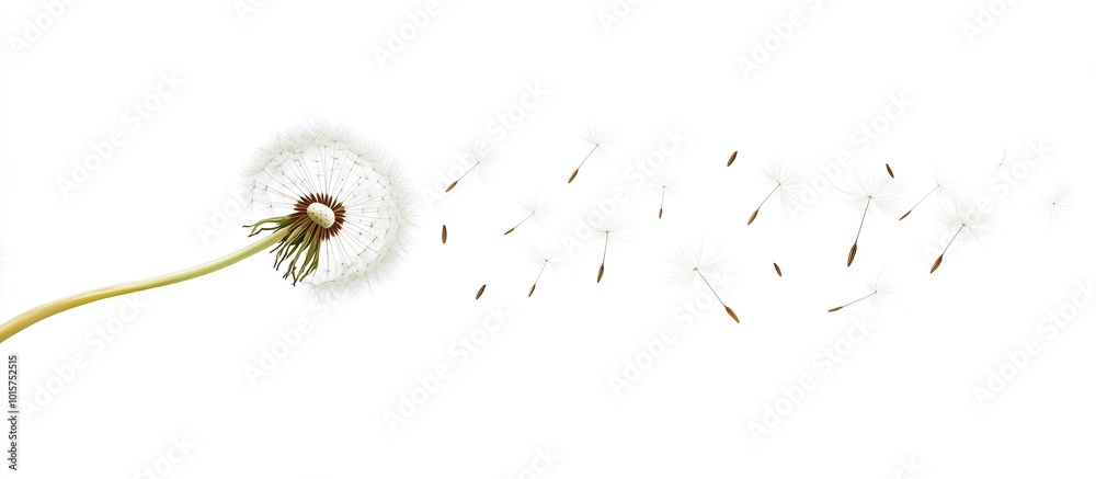 Fototapeta premium Dandelion Seeds Scattering in the Wind