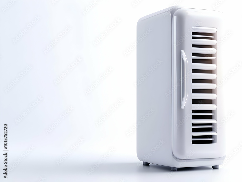 Modern white refrigerator with sleek design on white isolated background. Modern white refrigerator with sleek design on white isolated background.