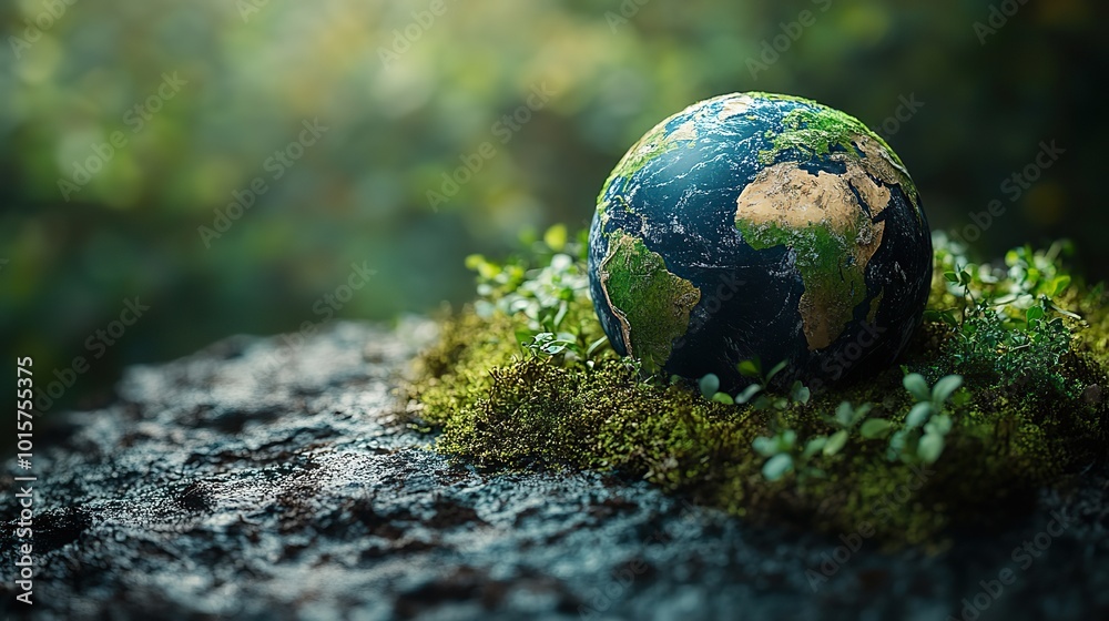 A 3D Earth with a recycle symbol emphasizes the concept of environmental protection for Earth Day in a clean, minimalistic scene. A 3D Earth with a recycle symbol emphasizes the concept of environmental protection for Earth Day in a clean, minimalistic scene.