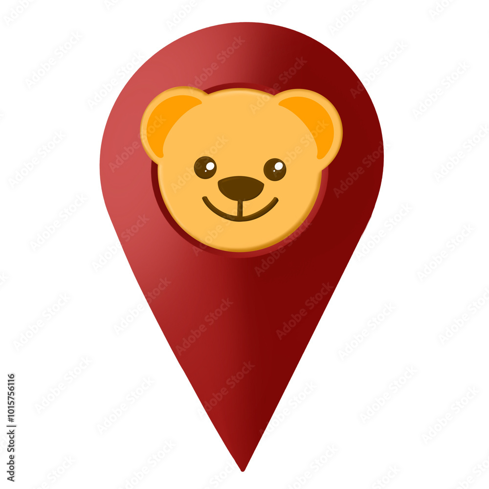 Fototapeta premium Red symbol lion map pointer icon on transparent background