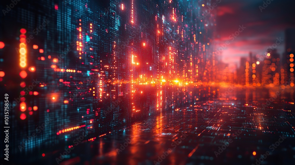 Fototapeta premium A background featuring mixed media and virtual technology elements.