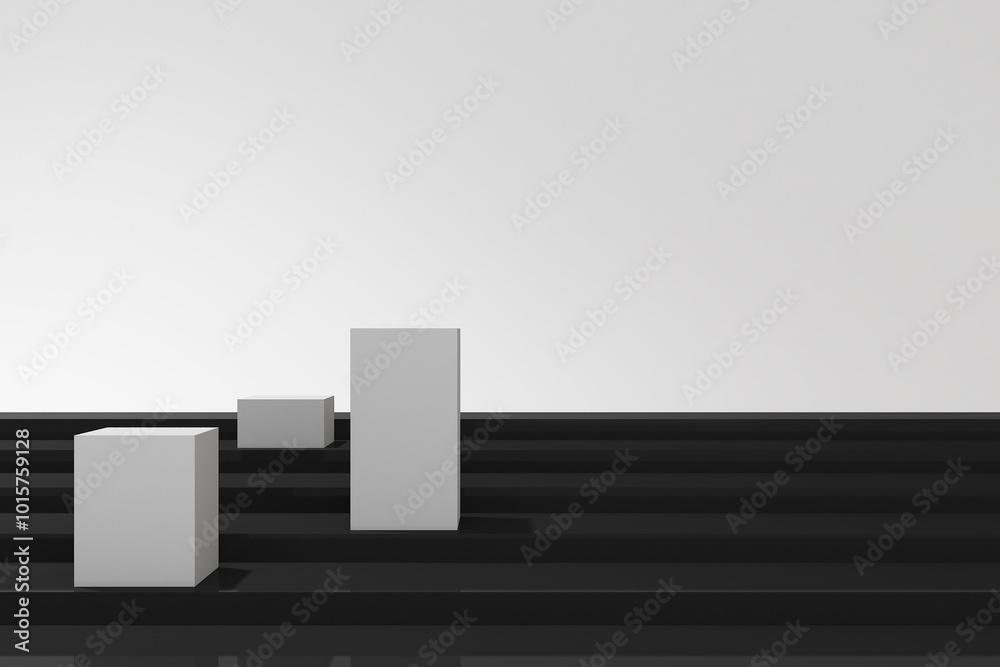 3d render of minimal design of podium product mock up white on black background. Set 48 3d render of minimal design of podium product mock up white on black background. Set 48