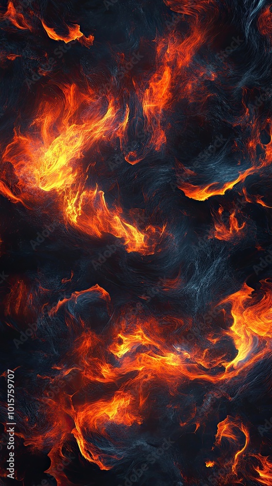 Fototapeta premium Abstract Fiery Flames Background with Vibrant Orange and Red Hues on Dark Surface for Dynamic and Energetic Design Concepts