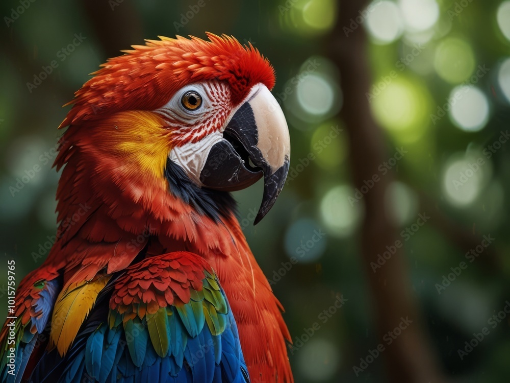 Obraz premium Close Up Portrait of a Vibrant Macaw