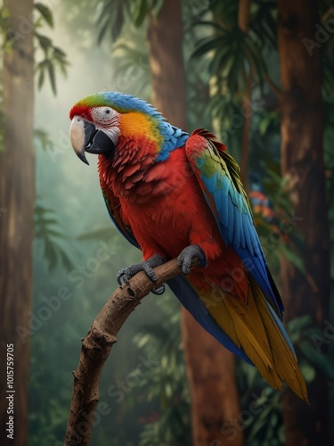 Close Up Portrait of a Vibrant Macaw