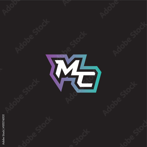 gaming monogram logo dynamic and bold concept MC modern esport letter