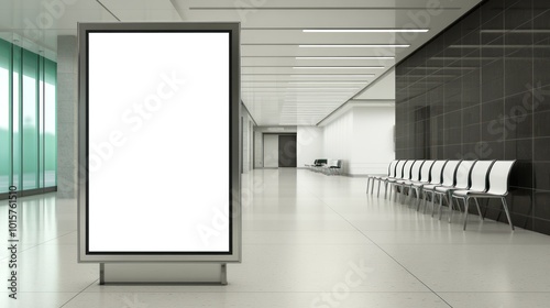 Blank Billboard in Modern Lobby