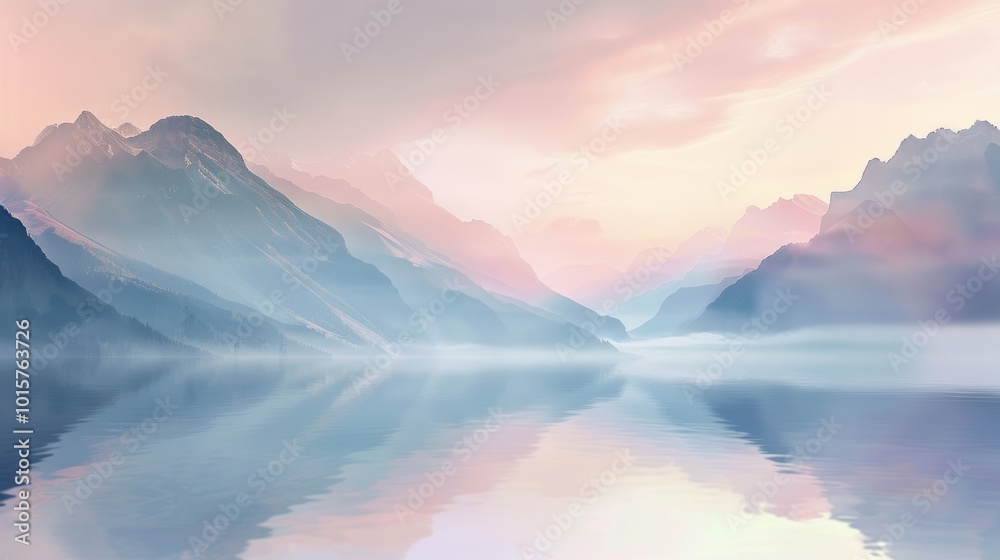 Misty Mountain Lake at Sunrise Misty Mountain Lake at Sunrise