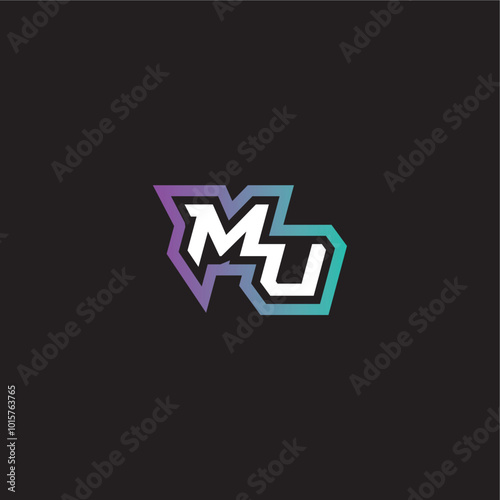 gaming monogram logo dynamic and bold concept MU modern esport letter