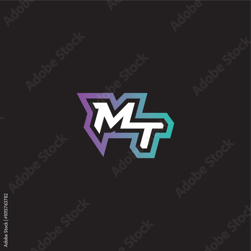 gaming monogram logo dynamic and bold concept MT modern esport letter