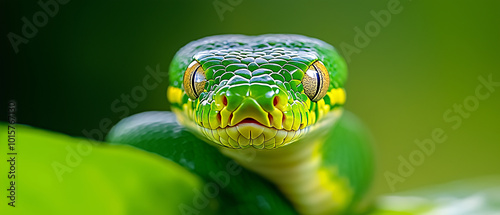 Close-up of a Green Tree Python