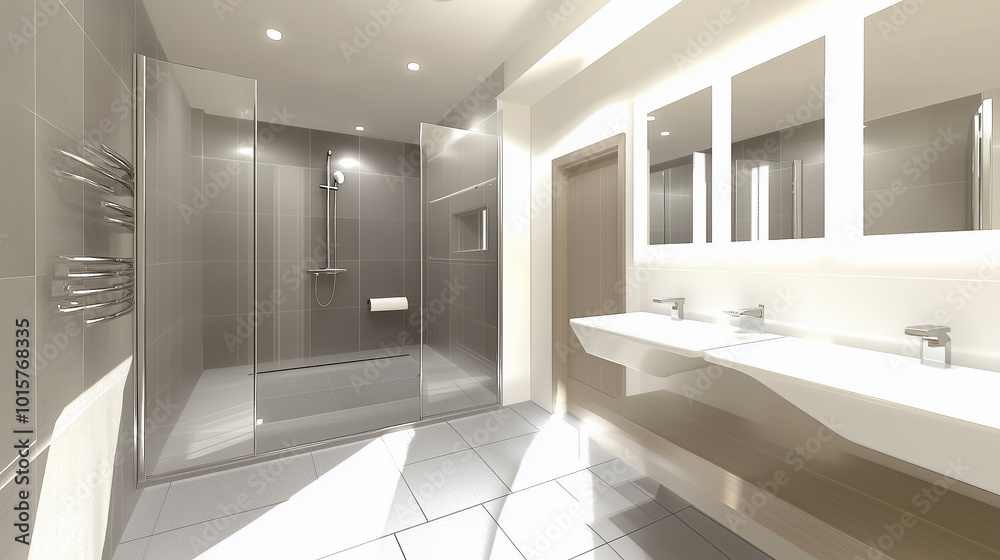 Fototapeta premium Modern Luxury Bathroom with Walk-in Shower