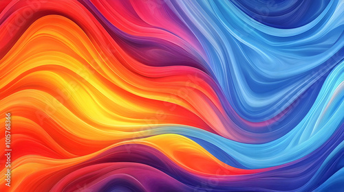 Abstract Colorful Wavy Lines Background with Vibrant Hues of Blue, Red, and Yellow in a Digital Art Style