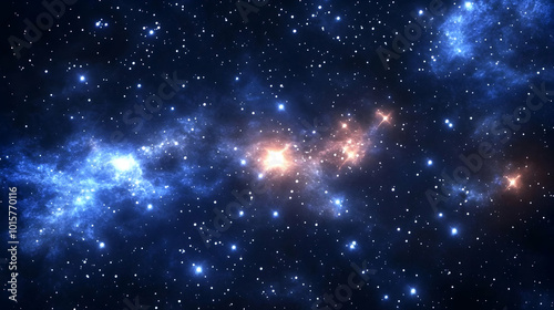 Wallpaper Mural Abstract Cosmic Nebula with Glowing Stars and Dust Clouds in a Dark Blue Space Torontodigital.ca