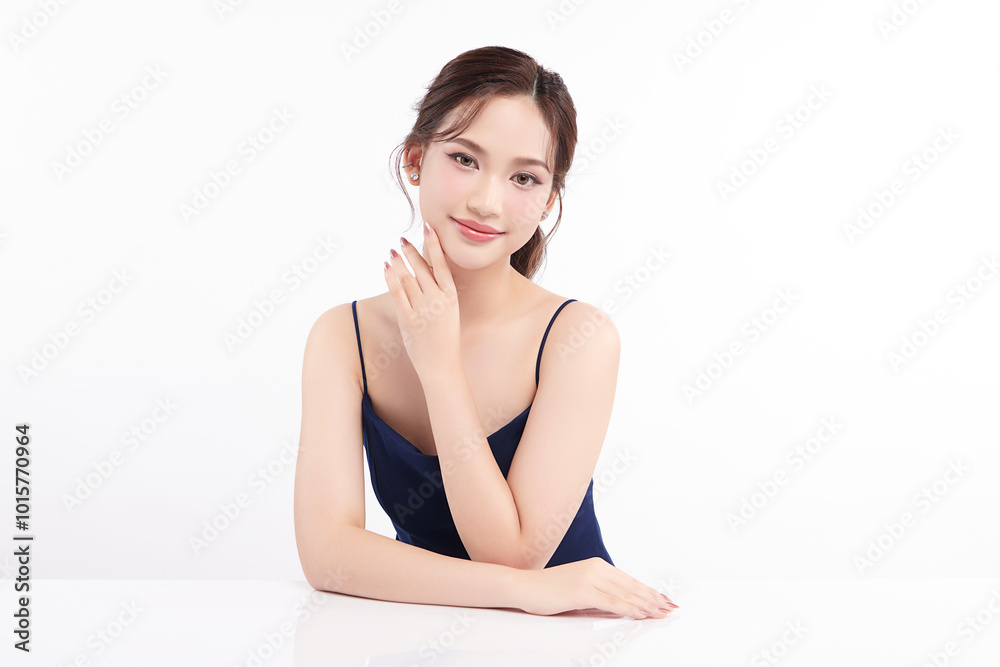 Beautiful young asian woman with clean fresh skin on white background, Face care, Facial treatment, Cosmetology, beauty and spa, Asian women portrait. Beautiful young asian woman with clean fresh skin on white background, Face care, Facial treatment, Cosmetology, beauty and spa, Asian women portrait.