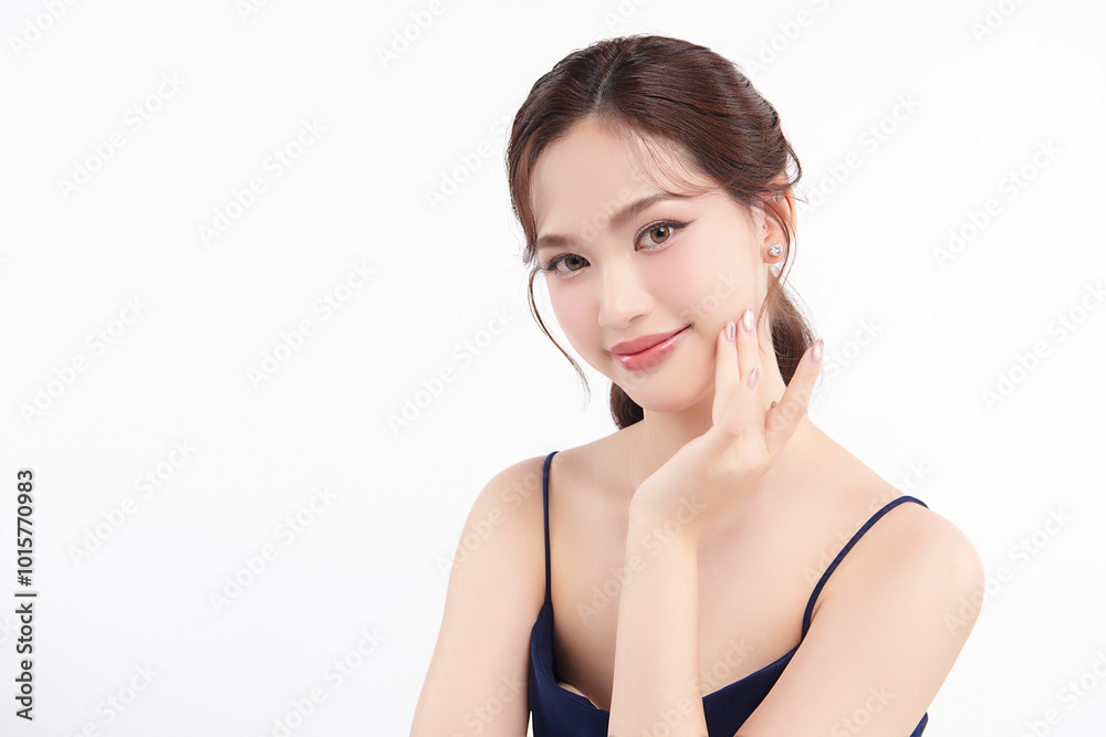 Beautiful young asian woman with clean fresh skin on white background, Face care, Facial treatment, Cosmetology, beauty and spa, Asian women portrait. Beautiful young asian woman with clean fresh skin on white background, Face care, Facial treatment, Cosmetology, beauty and spa, Asian women portrait.