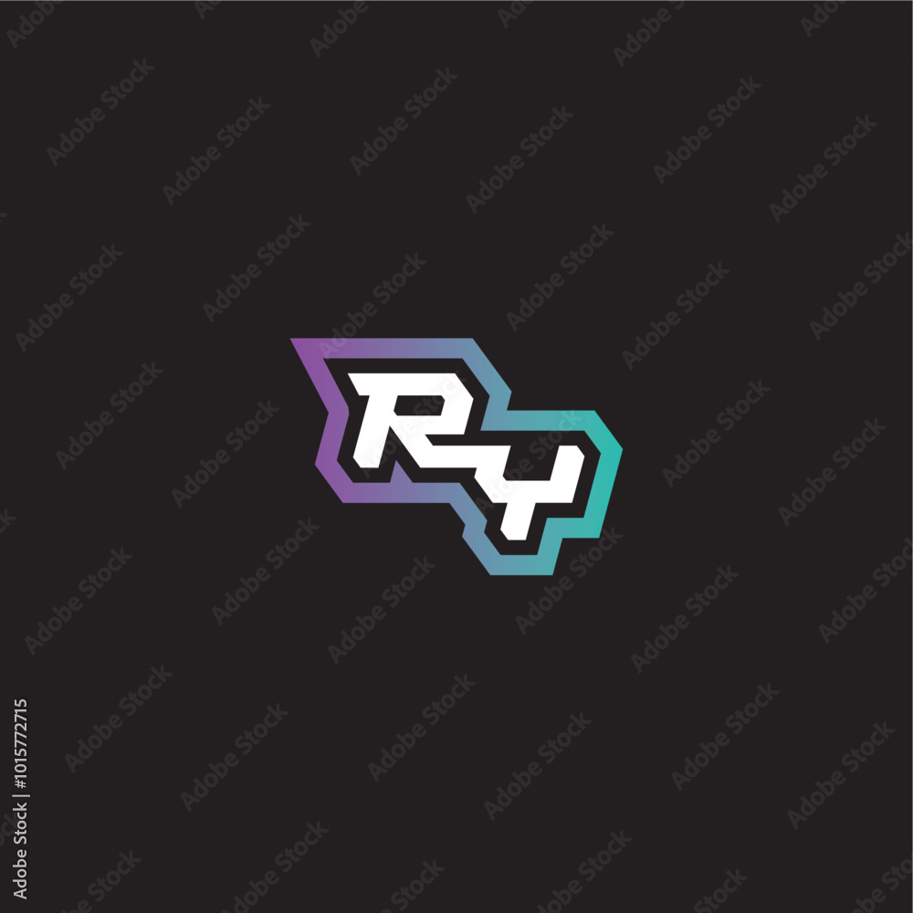 gaming monogram logo dynamic and bold concept RY modern esport letter