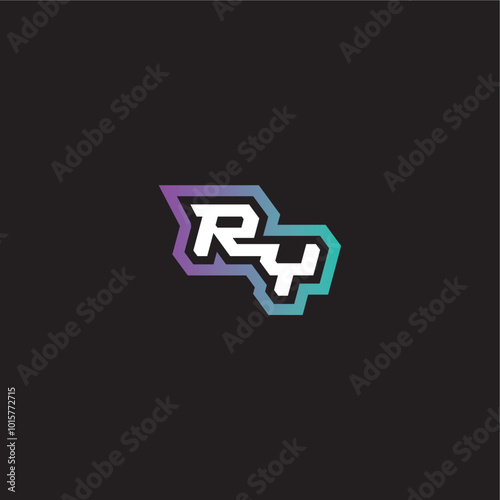 gaming monogram logo dynamic and bold concept RY modern esport letter