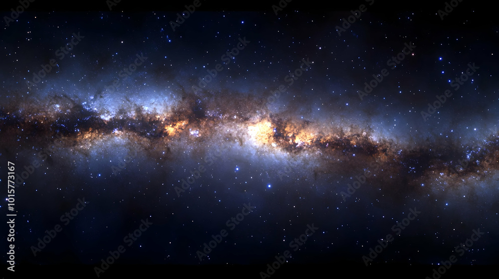 Obraz premium A Stunning View of the Milky Way Galaxy, A Band of Stars Stretching Across the Cosmic Canvas