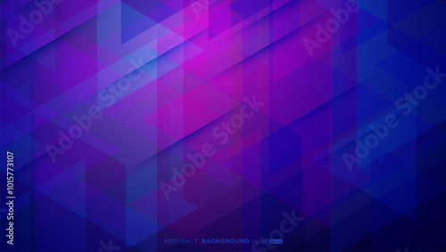 Abstract background with deep blue and purple geometric patterns. Overlapping triangle shapes and gradients