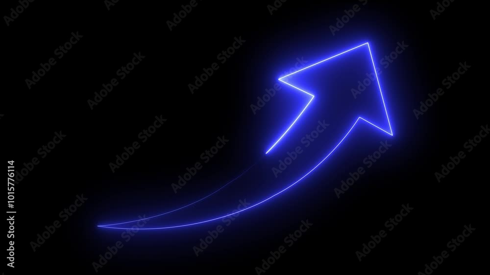 Arrow on a black background is animated by blue neon. Arrow on a black background is animated by blue neon.