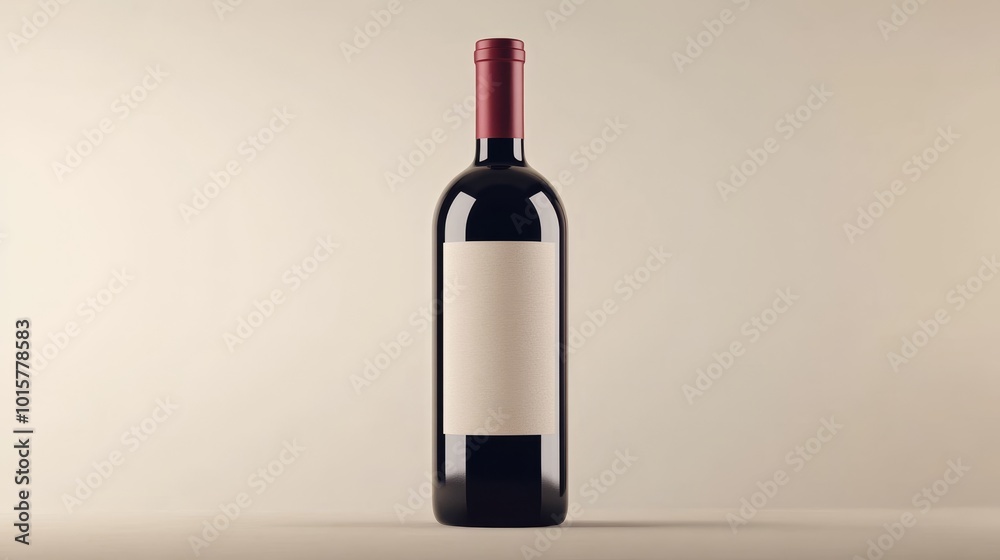 Red wine bottle with blank white label. Wine advertising template Red wine bottle with blank white label. Wine advertising template