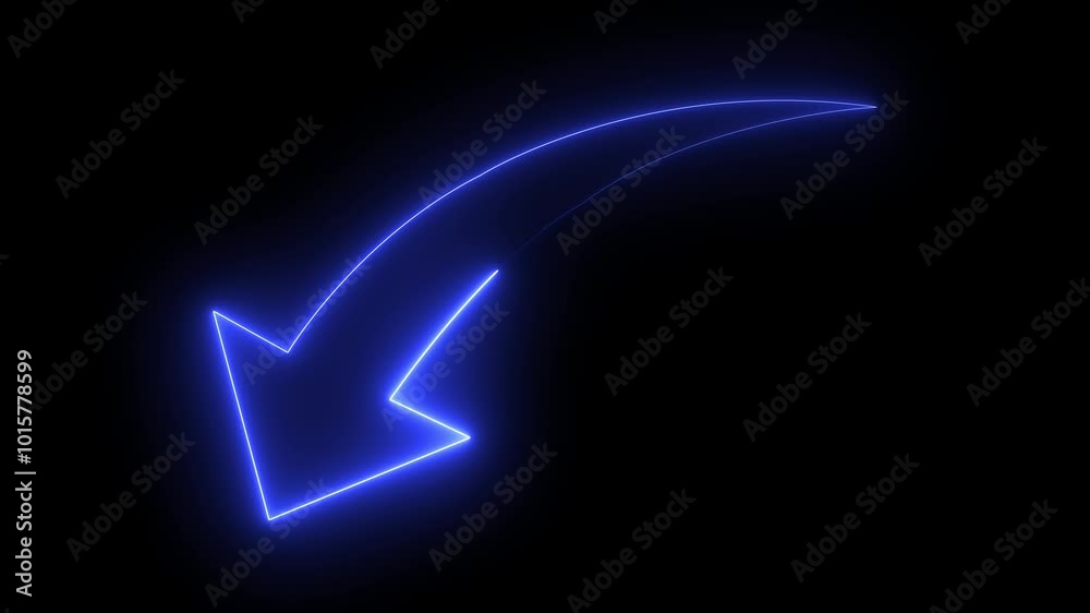 Arrow on a black background is animated by blue neon. Arrow on a black background is animated by blue neon.
