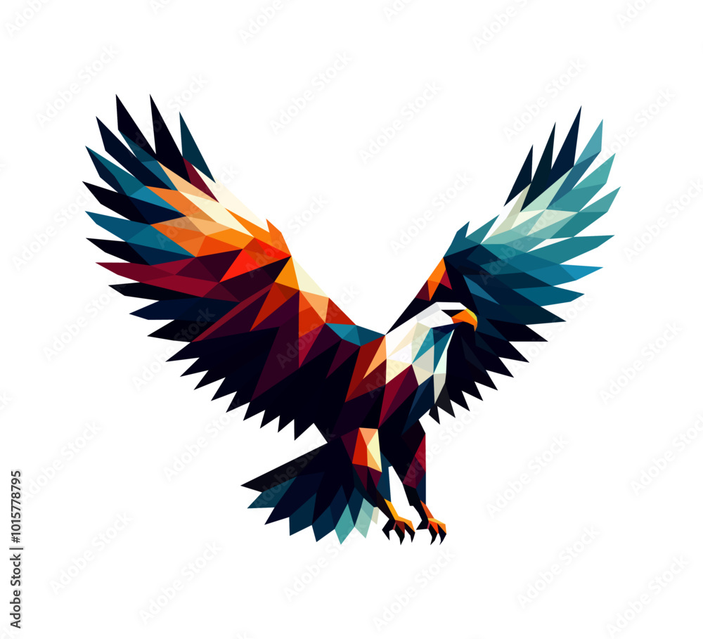 Fototapeta premium eagle flying - low poly design style (artwork 2).