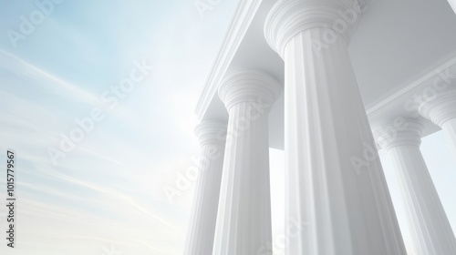 The pillars are white and are part of a building