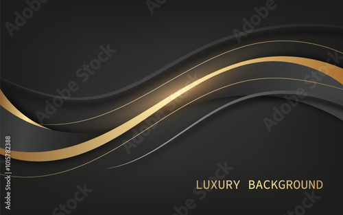 Abstract luxury black and gold wavy background. Vector design illustration