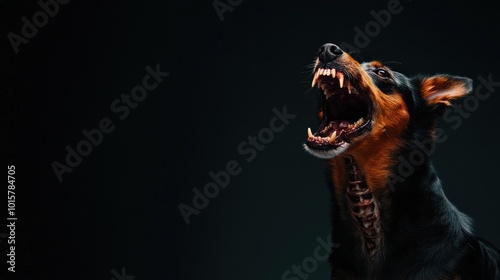 Wallpaper Mural Angry Rottweiler dog, isolated on dark background. Torontodigital.ca