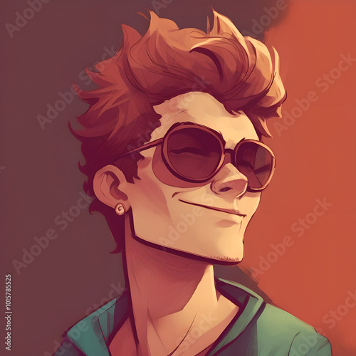 A cool boy wearing sunglasses smiling 