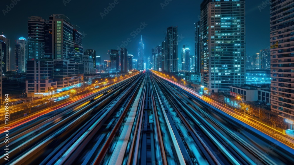 Cityscape at Night with Light Trails Cityscape at Night with Light Trails