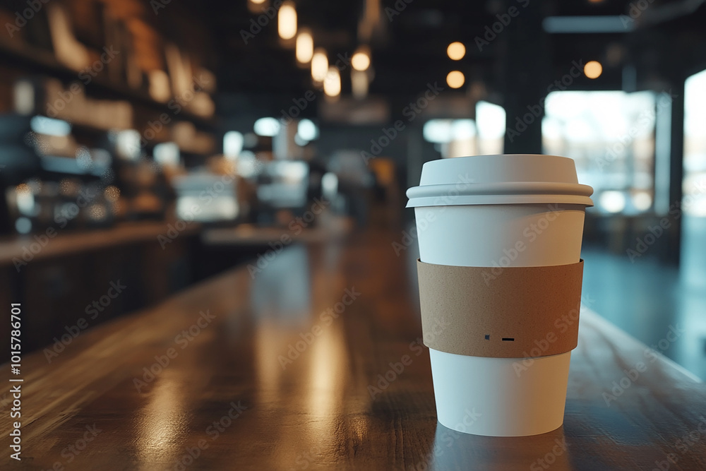 Mockup for coffee cup without text on caffe shop background Mockup for coffee cup without text on caffe shop background