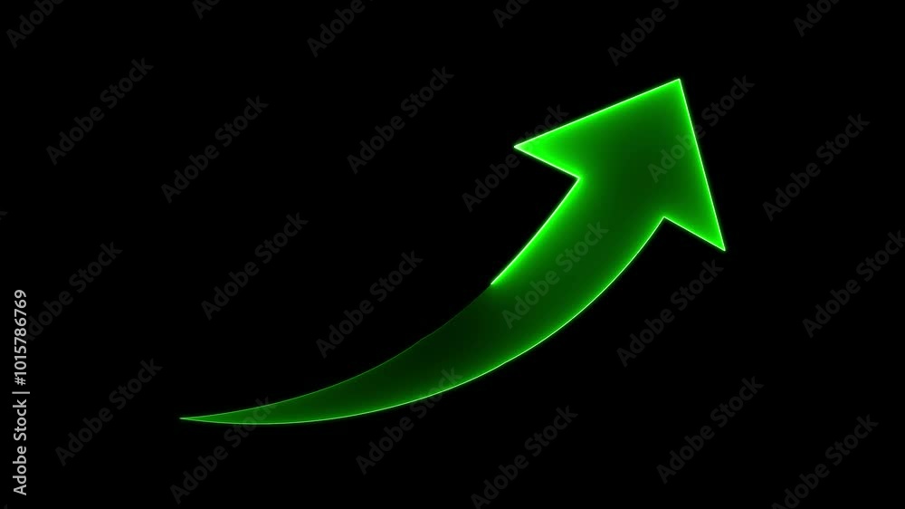 Arrow on a black background is animated by green neon. Arrow on a black background is animated by green neon.