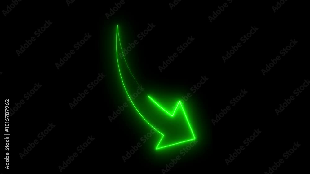 Arrow on a black background is animated by green neon. Arrow on a black background is animated by green neon.