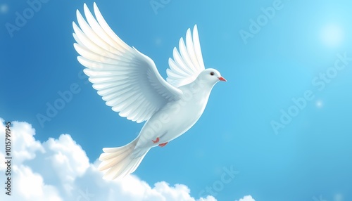 Flying White Dove of Peace