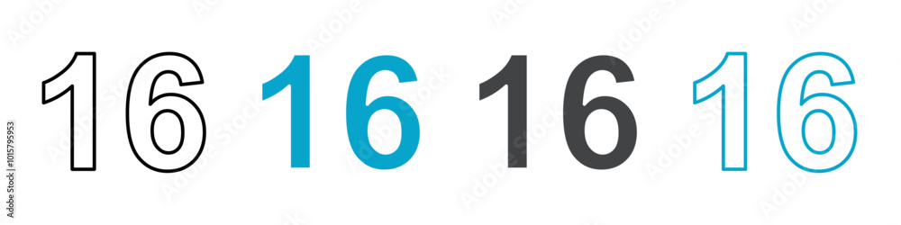 number 16 icon vector line design number 16 icon vector line design