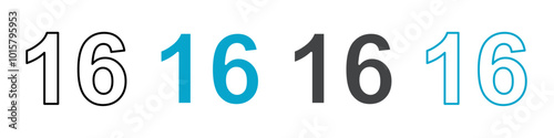 number 16 icon vector line design