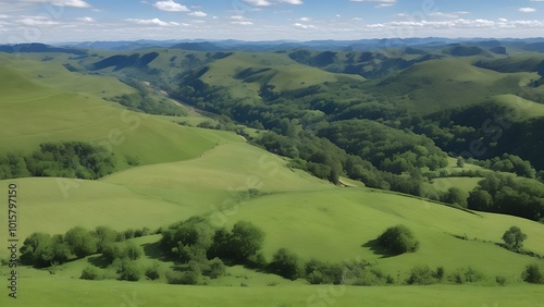 landscape with green hills