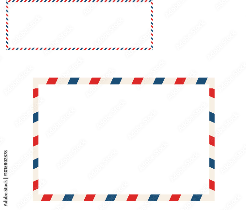 Airmail blank postcard template retro border envelope with stripes. Paper texture, vintage mail. Air post letter. Blank envelope Airmail blank postcard template retro border envelope with stripes. Paper texture, vintage mail. Air post letter. Blank envelope