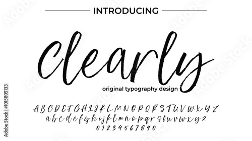 Clearly Font Stylish brush painted an uppercase vector letters, alphabet, typeface