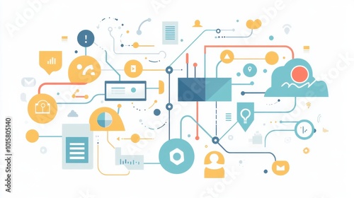 Wallpaper Mural Dynamic digital network with interconnected elements representing data flow and communication in modern technology Torontodigital.ca