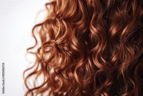 Closeup of  Reddish Brown Hair with Curly Texture photo