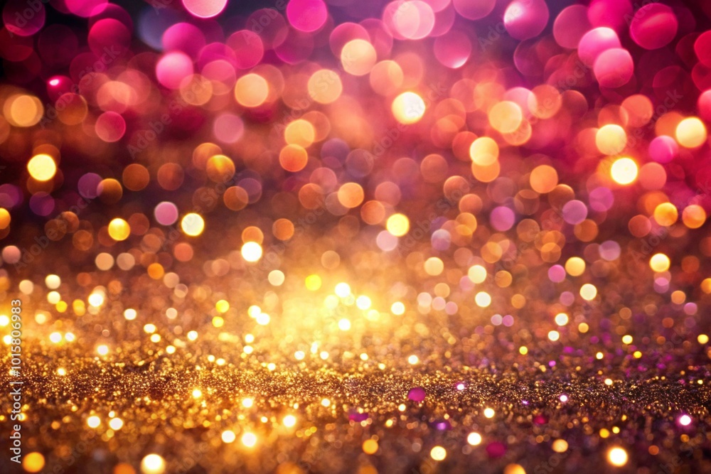 A bright and colorful background with many small, round, and shiny gold