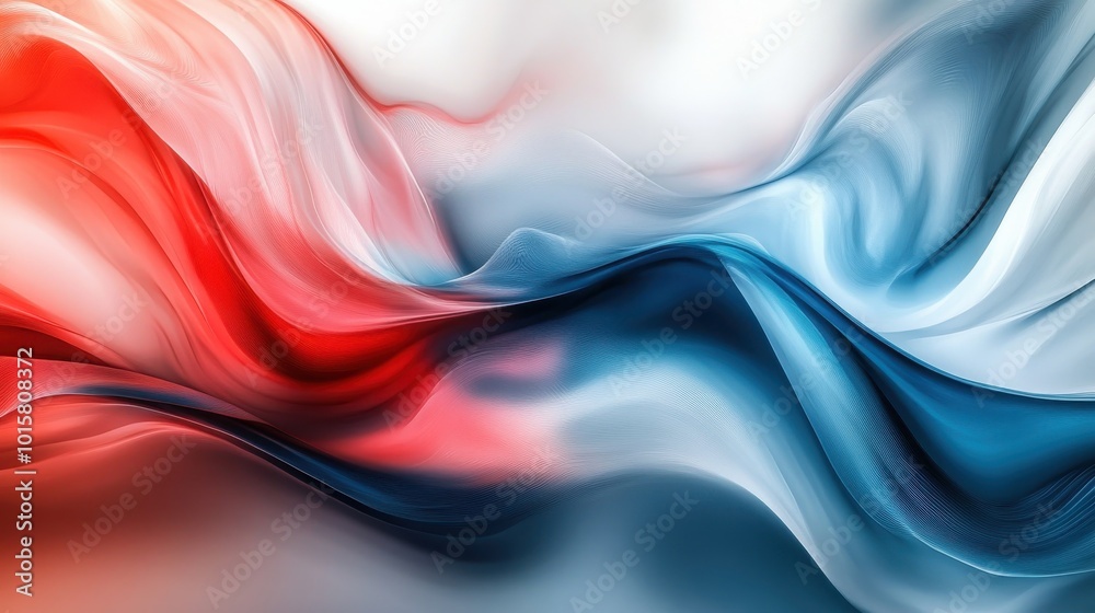 Fototapeta premium Dynamic red and blue abstract waves flowing gracefully in an artistic display of color and movement