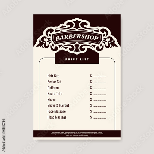 Barber shop price list template design. - Vector.