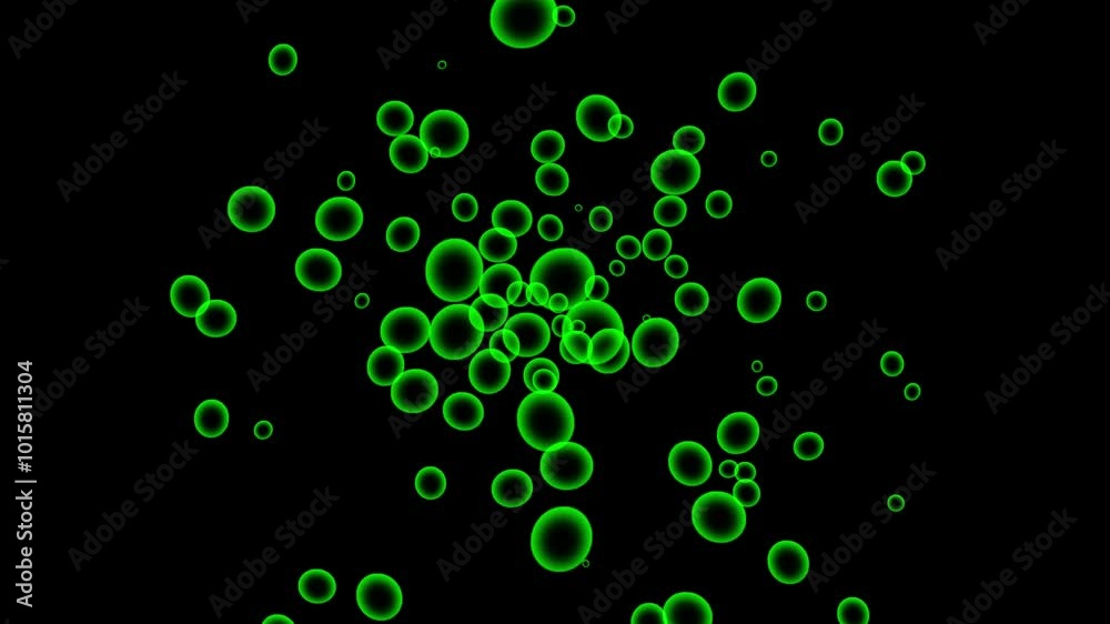 Bubbles Effect with green color Chroma animation on black background.
