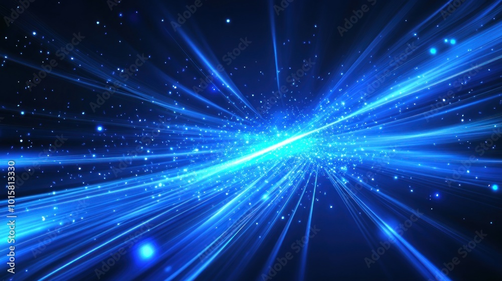 Fototapeta premium Abstract Neon Speed Rays in Blue Background